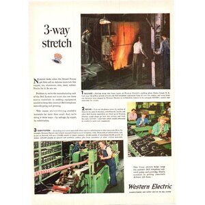 1951 Western Electric Telephone Cable Factory Vintage Print Ad 50s Wall Art